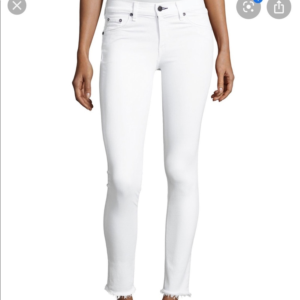 Rag & Bone mid rise skinny ankle raw‎ hem white denim jean size 32 Host Pick!